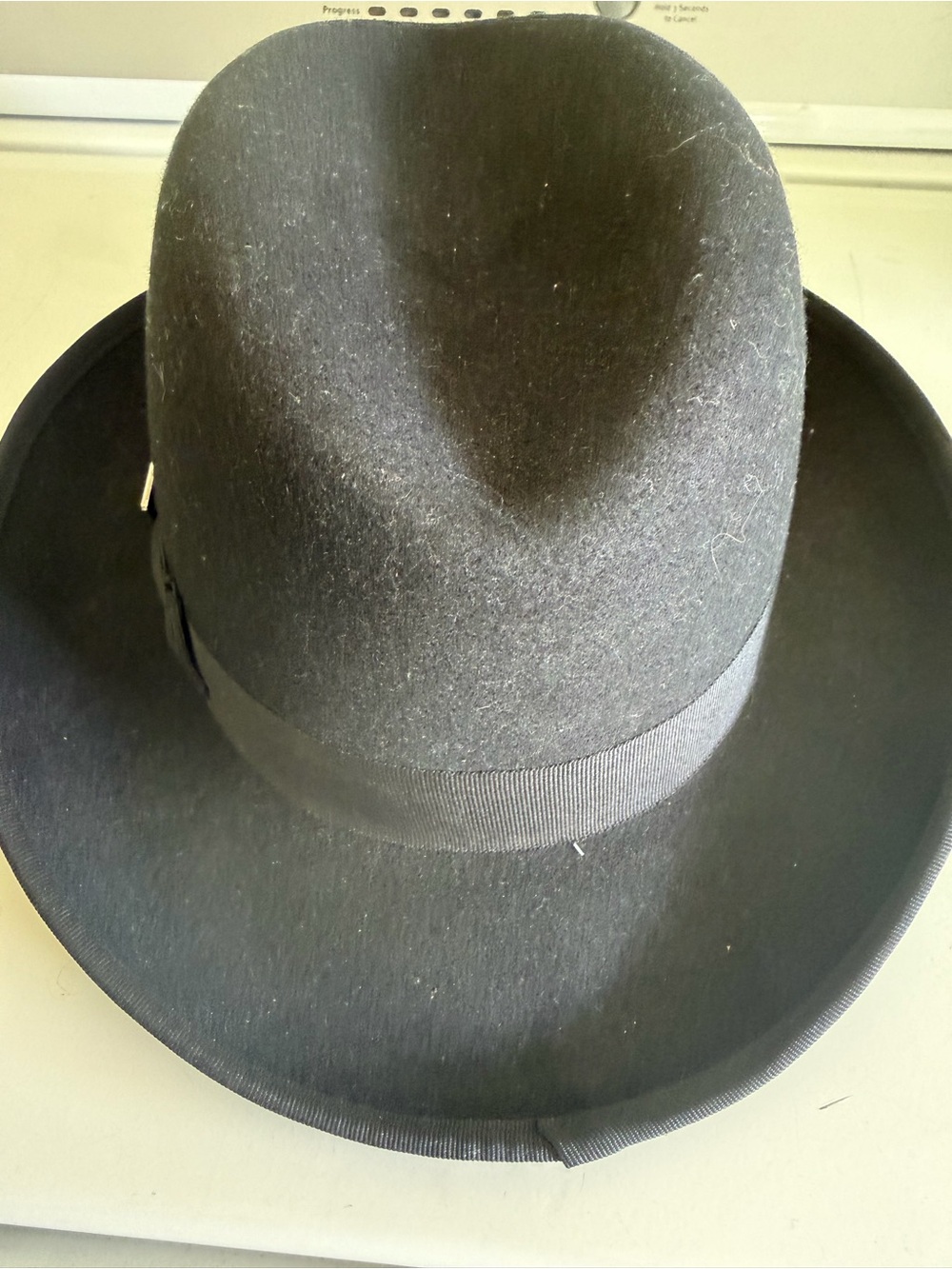 Men's Black Felt Fedora Hat with Ribbon Band